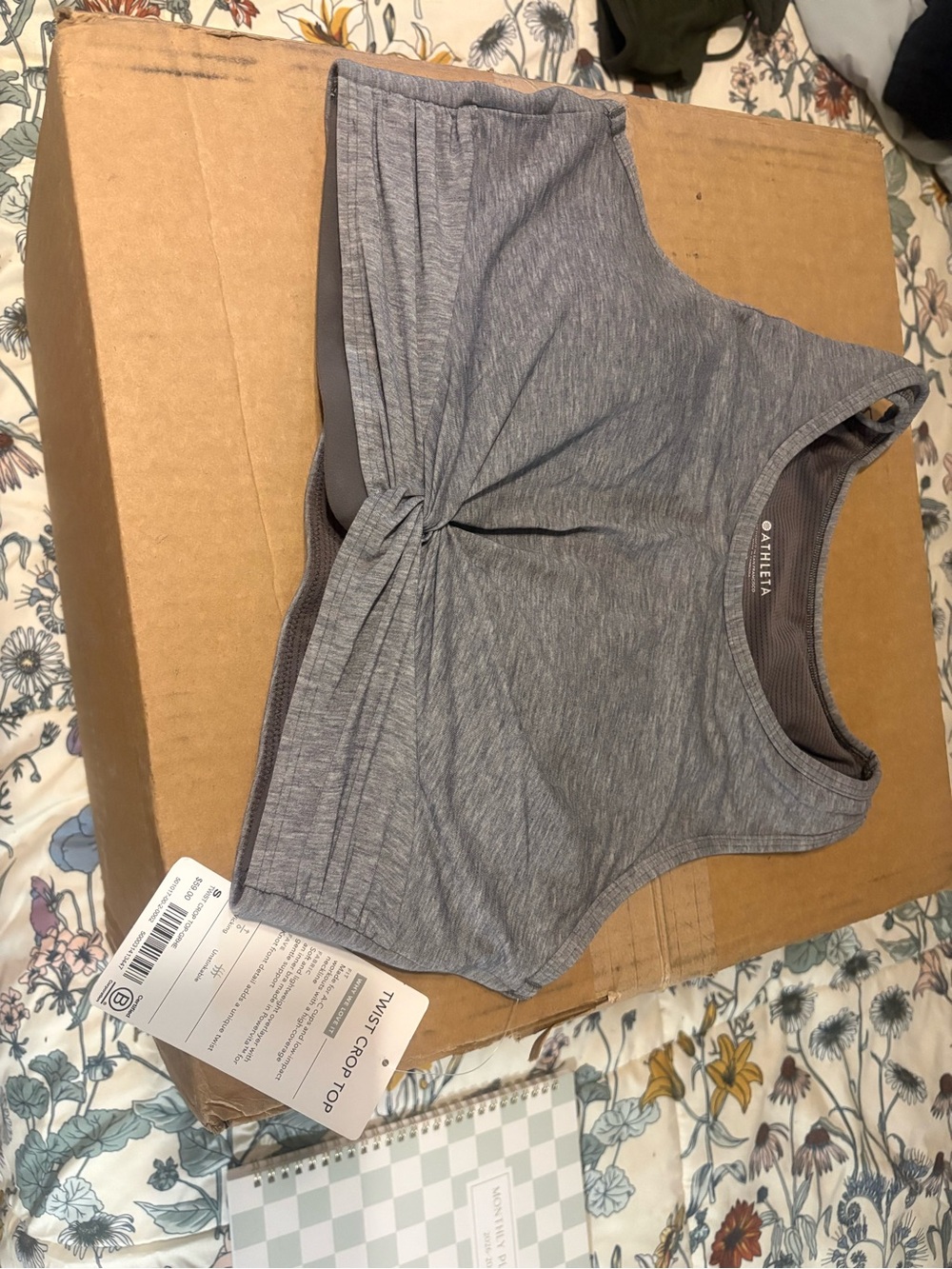 Athleta Heather Gray Twist-Knot Crop Top